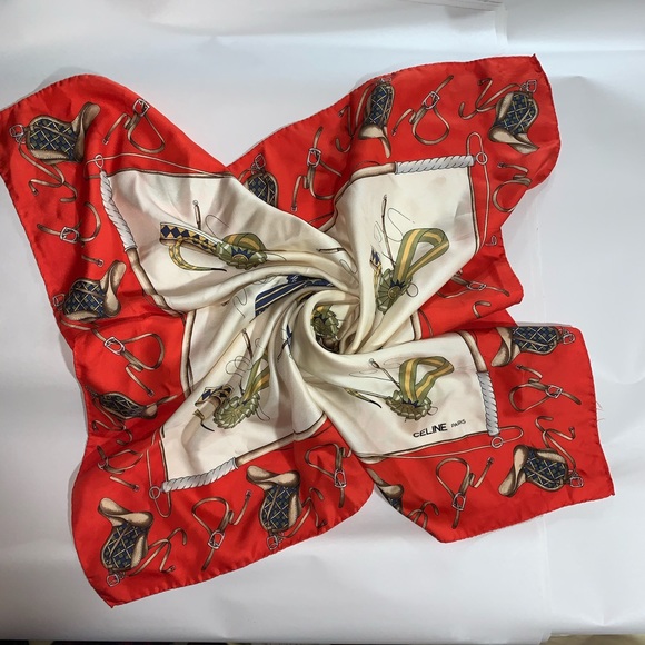 authentic CÉLINE equestrian theme SILK SCARF - Picture 1 of 8